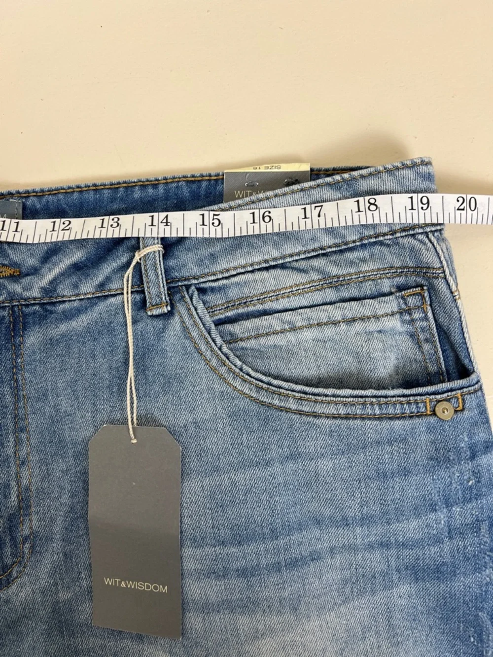 New Wit & Wisdom Distressed Blue Denim Skirt Size 16